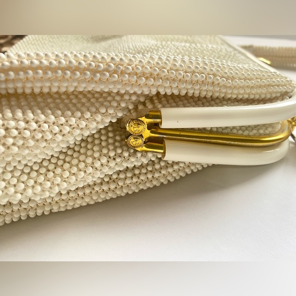 Vintage White cream Beaded Handbag - Picture 3 of 10